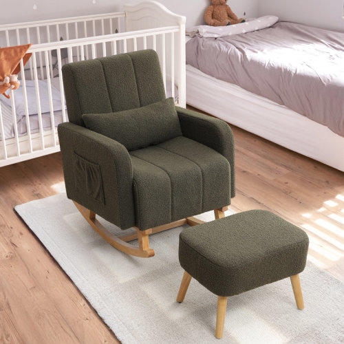 Isabelle & Max™ Upholstered Teddy Rocking Chair and Ottoman Ensemble | Wayfair