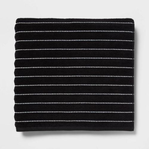 Performance Plus Oversized Bath Towel Black Striped - Threshold™