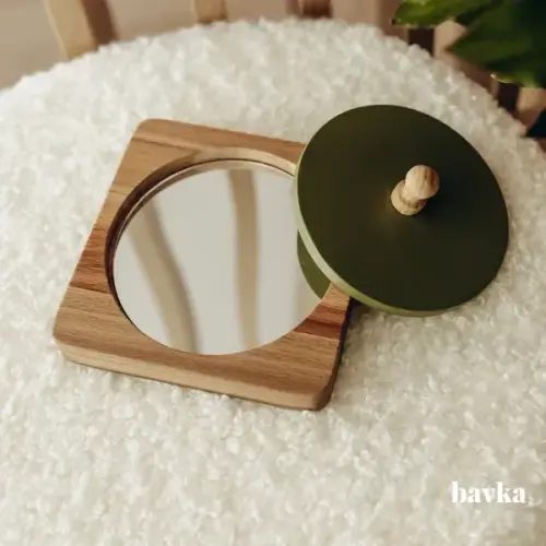 Montessori Mirror Puzzle Baby Peekaboo Knob Puzzle - Wooden toys Montessori | bavka