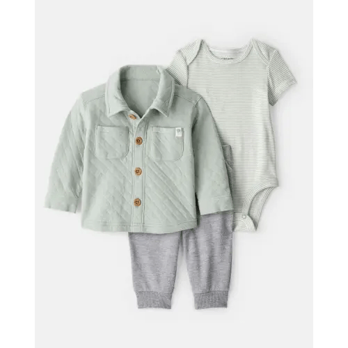 Baby Boy 3-Piece Quilted Jacket Outfit Set - Green | Carter's