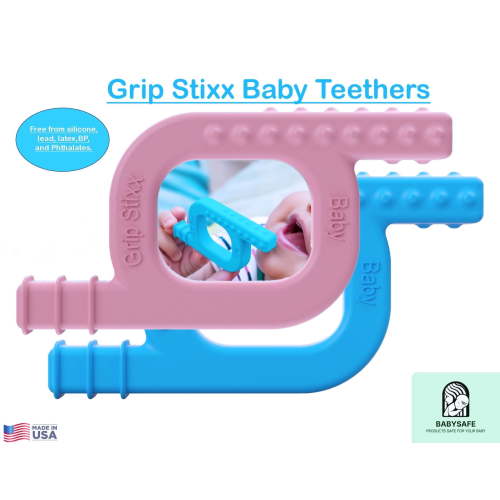 Grip Stixx Baby Teether Back to Basics. Easily held, instantly calms and soothes.