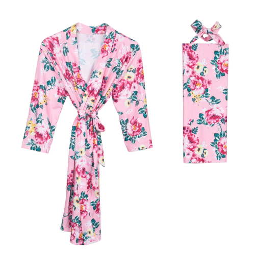 Nrmvnmi Women's Floral Maternity Robe/Labor and Delivery Robe for Hospital Robe/Nursing Pregnancy Robe Sleepwear Pink S/M