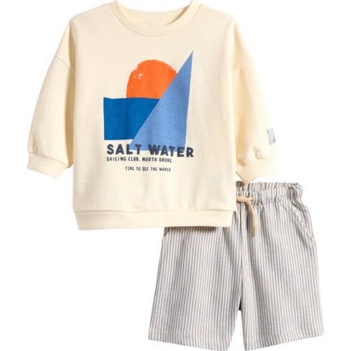 Kids' Sailing Cotton Graphic Sweatshirt & Striped Shorts Set