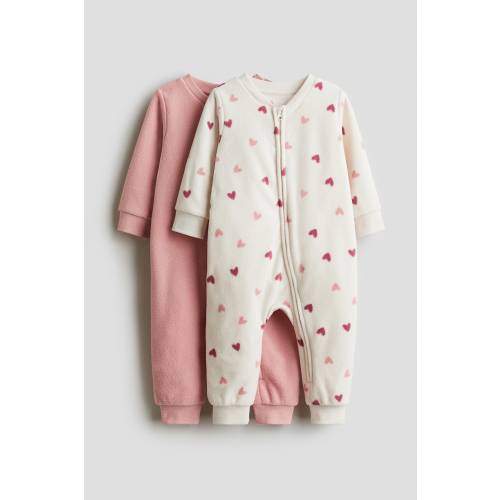 2-PACK FLEECE ZIP-UP PAJAMA JUMPSUITS
