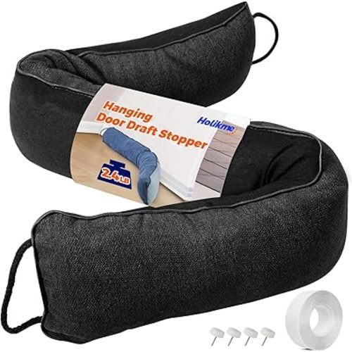 Holikme Weighted Door Draft Stopper 36 inch, Heavy Duty Under Door Draft Blocker Bottom Door Seal Noise and Air, Door Draft Control Supplies Saving Energy, Black
