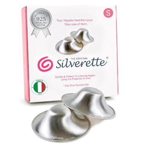 Silverette Nursing Cups, Postpartum Essentials, The Real, Small Silver | Pure 925 Sterling Silver Nursing Cups, Nipple Shields for Breastfeeding Newborn, Silver Nipple Covers, Made in Italy, Gift