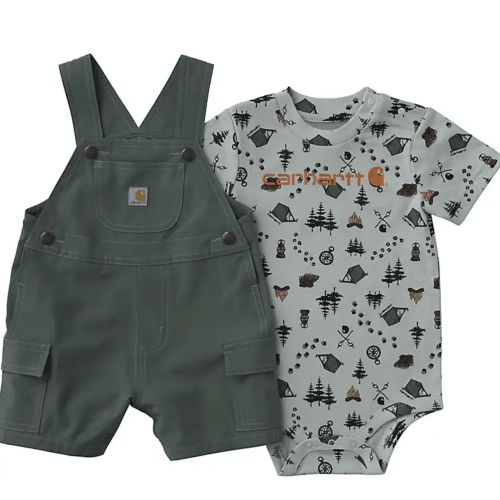 Boys' 2-Piece Short Sleeve Bodysuit & Cargo Pocket Shortall Set (Baby) | T-Shirts Under $35 | Carhartt