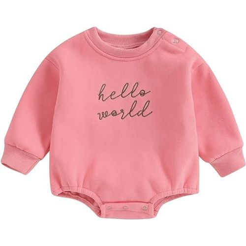 VISGOGO Newborn Infant Baby Boy Girls Oversized Romper Little Dude Sweater Onesie Coming Home Outfit Neutral Clothes