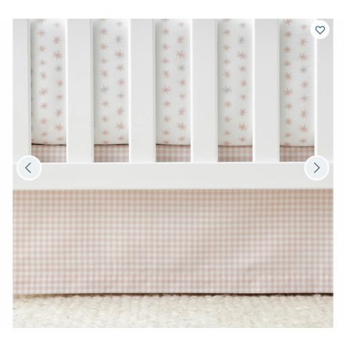 Ditsy Gingham Classic Cool Organic Cotton Percale Tailored Crib Skirt - Pink