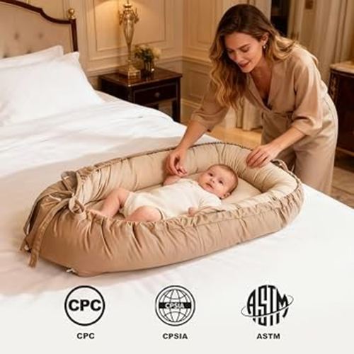 Amazon.com : Baby Lounger, Baby Nest Cover for Baby, Reversible & Breathable Cotton, Adjustable Baby Floor Seat for Tummy Time, Portable Infant Lounger, Essentials for Newborns (Beige) : Baby