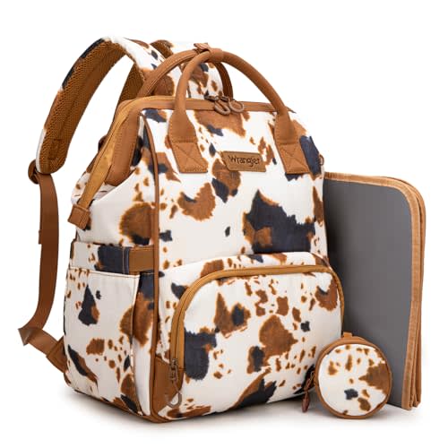 Montana West Wrangler Diaper Bag Backpacks Western Backpack Purses Multi-function Baby Bags for Mom with Waterproof Changing Pad & Pacifier Case