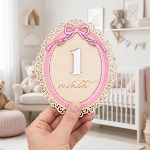 Monthly Baby Milestone Signs, 1–12 Month Photo Markers, Newborn Props, Growth Keepsake, Nursery Room Decor (D28)