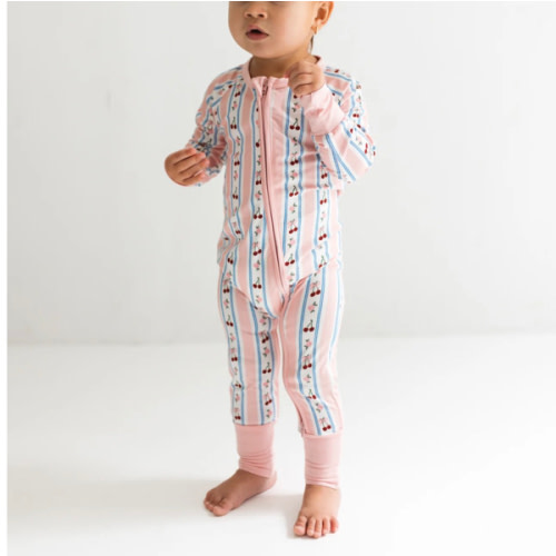 Pink Cherry Zipper Romper in 3-6 months