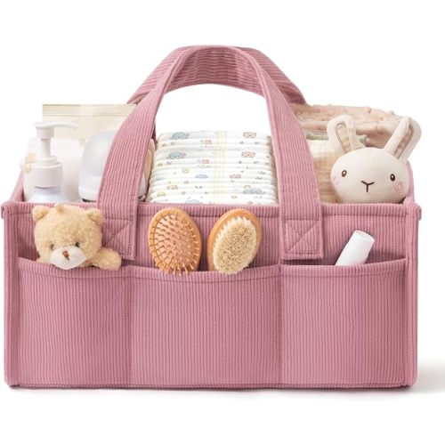 Baby Diaper Caddy Organizer with Handles, Portable Nursery Storage Basket