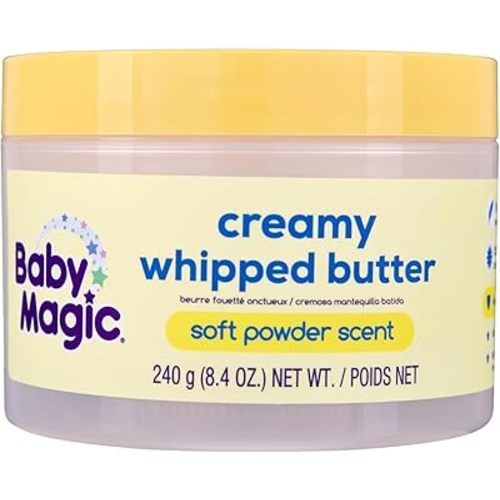 Baby Magic Creamy Whipped Butter, Soft Powder Scent, Helps Keep Skin Feeling Healthy and Baby Soft, Hypoallergenic, 8.4 fl oz.