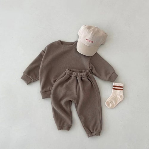 Ribbed Cotton Lounge Set – Earth Tones – Teeny Mini Me