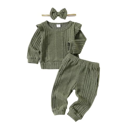 Mioglrie Toddler Baby Girl Clothes Fall Winter Sweatsuit Newborn Sweatshirt Sweat Pant Sets Outfits Infant Girls Clothing