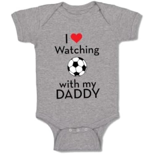 Cute Rascals Custom Baby Bodysuit I Love Watching Soccer with My Daddy Soccer Boy & Girl Baby Clothes