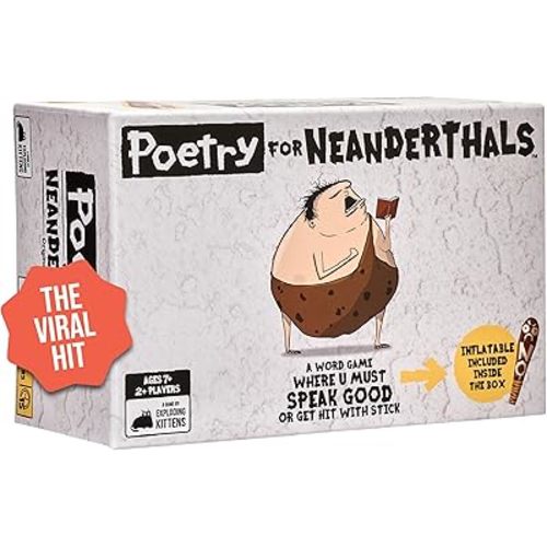 Poetry for Neanderthals by Exploding Kittens - 2+ Players - Ages 7+ - 15 Minutes to Play - Competitive Word Guessing Game - Party Game, Family Game Night, Kid and Adult Card Game