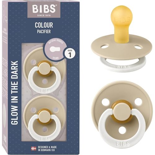 Bibs Pacifiers Color Collection, Set of 2 BPA-Free Latex Pacifiers Made in Europe, Round Nipple Baby Pacifier.