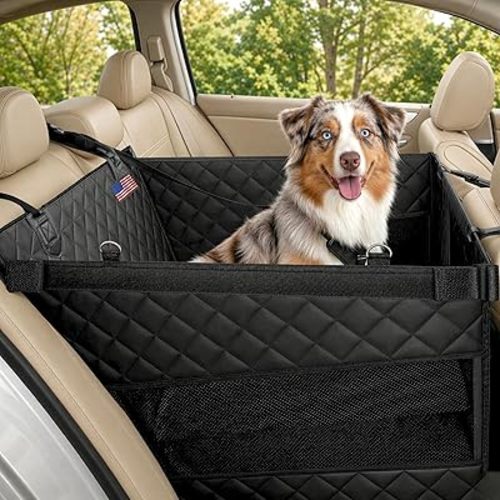 YoGi Prime Half Hammock Dog Seat Cover for Back Seat - Waterproof Half Backseat Dog Cover, Space Saving Split Seat Design, Universal Fit & Heavy Duty Pet Restraint