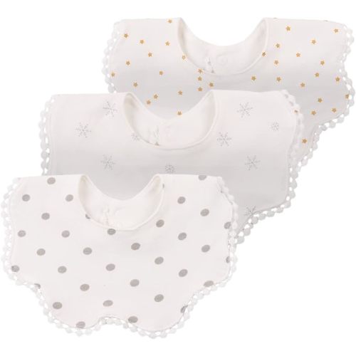 Bamery Baby Bandana Bibs White Cotton Drool Bibs for Drooling and Teething Absorbent for Boy Girl