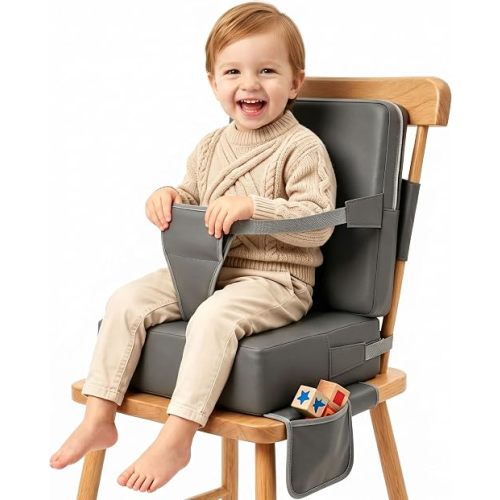 Luollabytel Toddler Booster Seat for Kitchen Chair, Dining Table, Grey