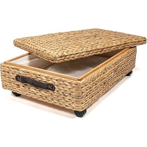 happimess Chett Underbed Storage Bin Wheels 26", Natural
