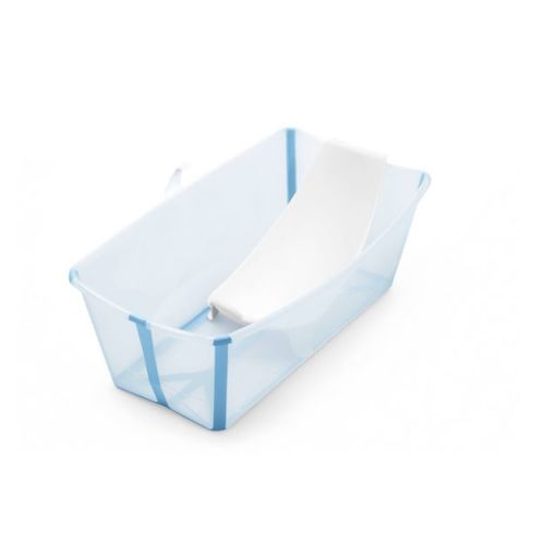 Stokke Flexi Bath Tub Bundle - Ocean Blue: Drain Plug, Color-Change Temperature Indicator, Folds for Easy Transport
