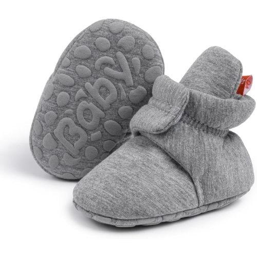 Sawimlgy Newborn Infant Baby Girl Boy Cotton Booties Stay On Sock Slippers Soft Bedroom Shoes Non-Skid Ankle Boots With Grippers Toddler Crib Warm Shoe First Walker Birthday Shower