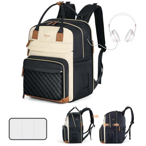 Leke, Diaper Bag Backpack, Extra Large Twin Capacity, Black