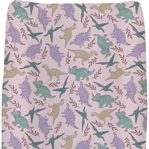Vintage Dinosaurs Boho Leaves Baby Changing Pad Covers for Boy Girl Dinos Retro Leaves Fitted Change Table Covers Mats Cute Jungle Animal Soft Diaper Change Table Sheets 32''×16''