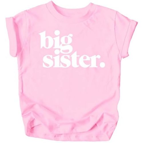 Bold Big Sister Colorful Sibling Reveal Announcement T-Shirt for Baby and Toddler Girls Sibling Outfits