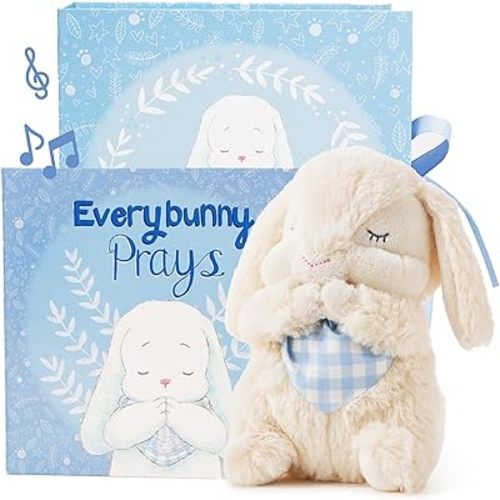 Tickle & Main Everybunny Prays The Praying Musical Bunny, Ideal Baptism & Holiday Gifts for Boys, Babies & Toddlers on Christmas & Thanksgiving (Blue, 7 In)