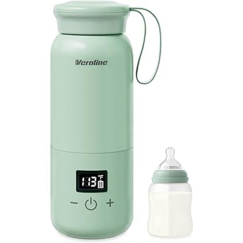 Portable Bottle Warmer for Travel, Baby Bottle Warmer with Adjustable Temp & Keep Warm for Formula, Breastmilk, Super Fast Charging & Rechargeable Milk Warmer, Cordless Water Warmer