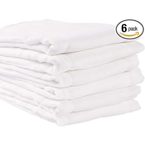 Fasoar Cotton Prefold Cloth Diapers - 100% Unbleached Premium Cotton, 6 Ply Baby Washable Diapers for Babies to Toddlers Multi-Use (10-35 lbs)(6ply 6 Count 01)