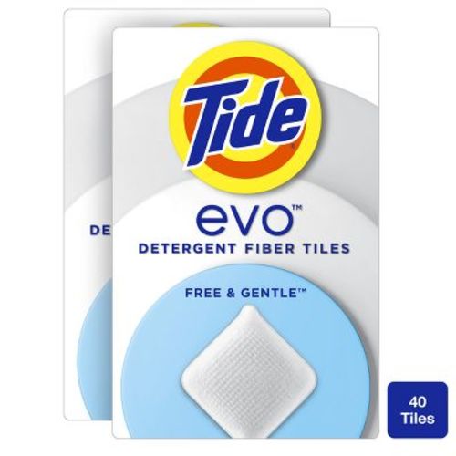 Tide Unscented Evo Free & Gentle HE Deep Cleaning Concentrated Laundry Detergent Tiles 40 Loads: Hypoallergenic, Dye-Free, Bleach-Free