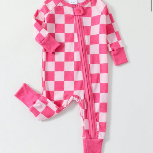 Baby Girls Snug Fit Pink Plaid Zipper Footed Pajamas, For Christmas | SHEIN USA