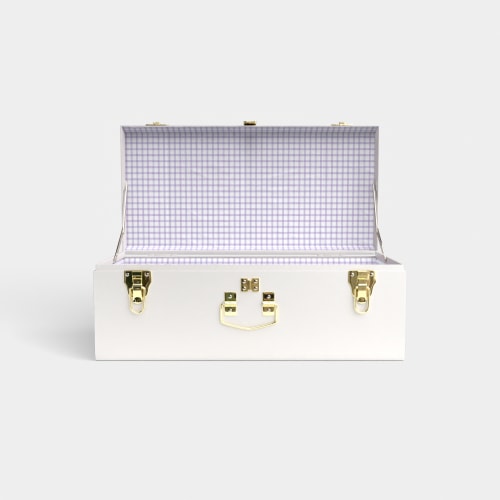 Petite Trunk - White - Picnic In Lilac / Embroidery