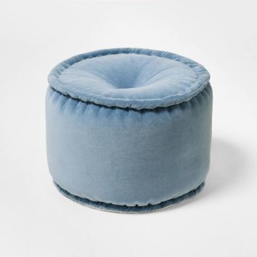 Cotton Velvet Pouf Blue - Threshold™ designed with Studio McGee