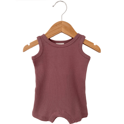 Organic Waffle Shortie Romper, Winterberry