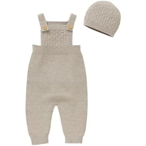 Opewod Newborn Baby Sweater Romper Sleeveless Jumpsuit with Hat Infant Outfits Overall Bodysuit One Piece 2pcs