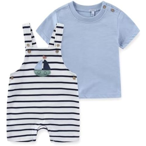 Sperry Baby Boys Shortall Overalls Shirt 2 Piece Set for Newborn and Infant