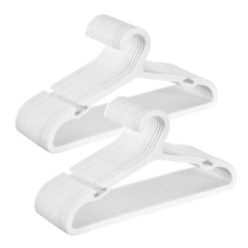 SONGMICS Kids Hangers 60 Pack, Plastic Baby Hangers for Closet, 14 x 7 Inches, for Children Aged 7-12 Years, Space-Saving, Non-Slip, Cloud White