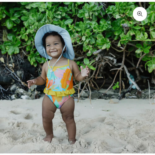 Kids Wide Brim Sun Hat "Fun Sun Day Play Hat" - Dream Blue