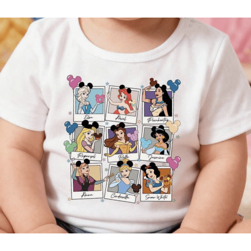 Disney Baby Girl T-Shirt Features Disney Princess Cartoon Prints Made From Breathable, Soft, And Comfortable Fabric Spring/Summer Infant And Toddler T-Shirt Perfect For Everyday Wear, Outings, And As A Gift For Babies And Children | SHEIN USA