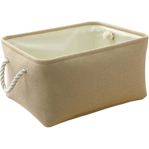TheWarmHome Large Storage Basket - Fabric Storage Baskets for Organizing Shelves, Collapsible Storage Bin Organizer for Closet Bookself Laundry Dog Toy Home Organization, Decorative Beige Basket Gift