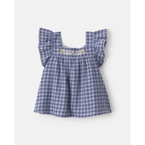 Baby Girl Gingham Twill Top - Blue - OshKosh B'gosh | Carter's