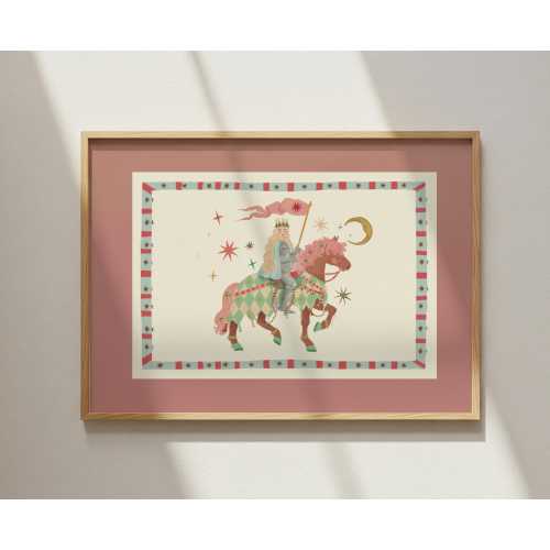 Brave Princess, Fairytale, Magical Horse Print: Hand Drawn Wall Art