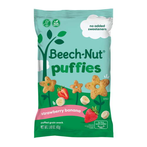 Beech-Nut Puffies Strawberry Banana Whole Grain Toddler Snack Puffs, 1.48 oz Bag